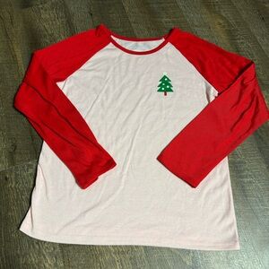 ⭐️5 for $25⭐️ Cat & Jack Girls Size L (10/12) Pink Christmas Tree Long Sleeve PJ